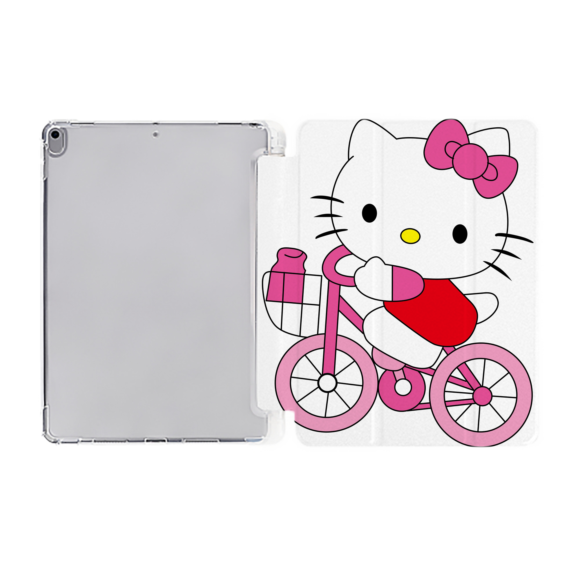 （画像用） Hello Kitty ハローキティ IPad ケース ペン収納付き 三つ折りスタンド PUレザー×シリコン 対応機種9.5/10.5/10.9インチ